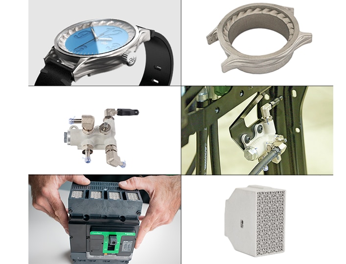 Mix of metal 3d parts printed with metal 3d printer from HP