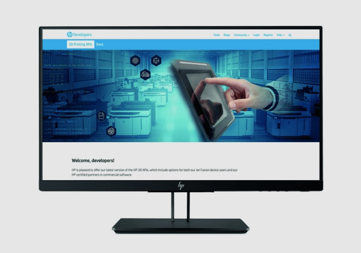 View of front facing monitor with HP 3D API