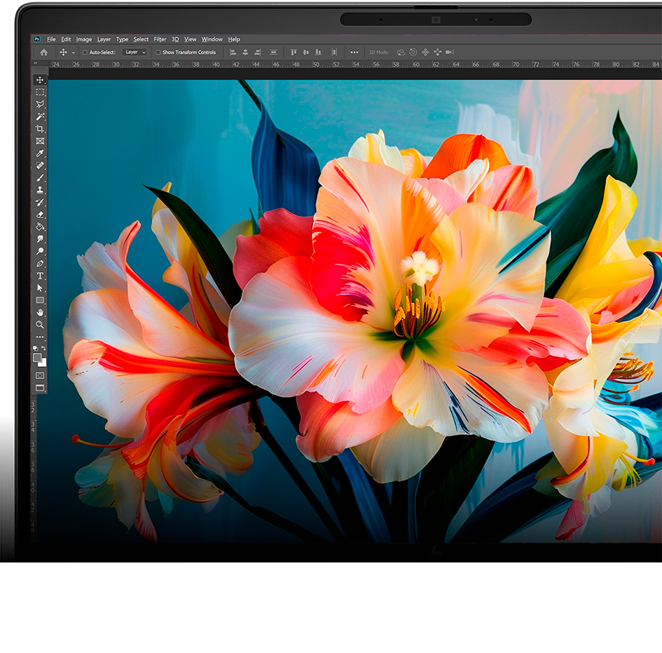 ZBook 8 G1a mobile workstation PC with graphic editing software interface on the screen.