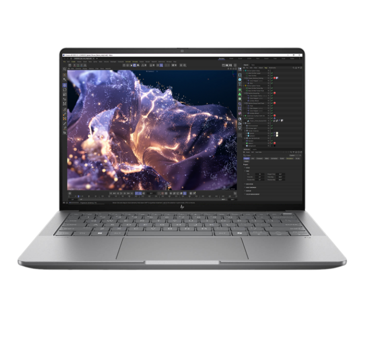 ZBook Ultra workstation with Cinema 4D interface on screen.