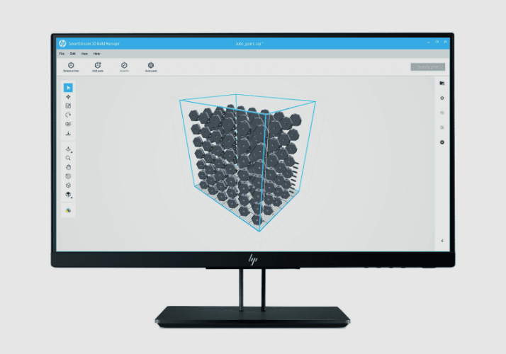View of front facing monitor with HP SmartStream 3D Build Manager
